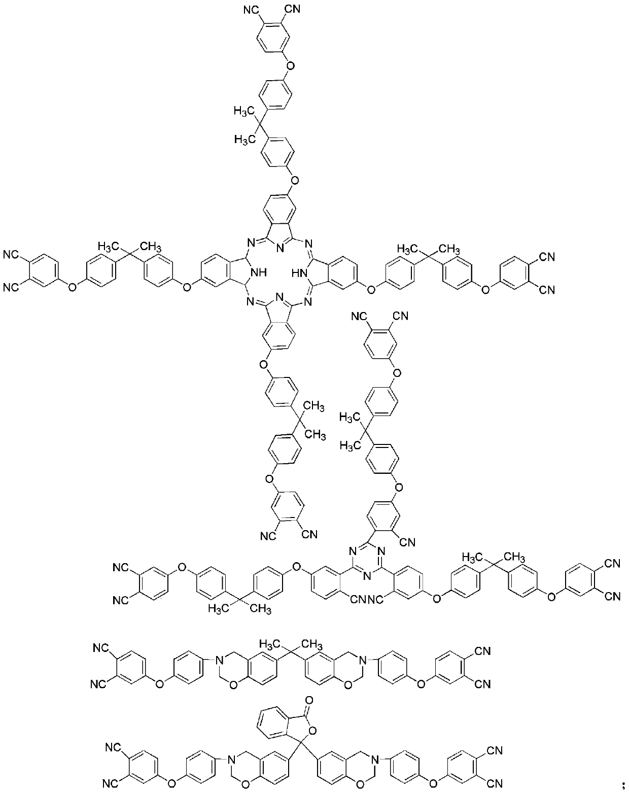 Light low-loss fiber-reinforced aromatic nitrile-based resin matrix composite material and preparation method thereof