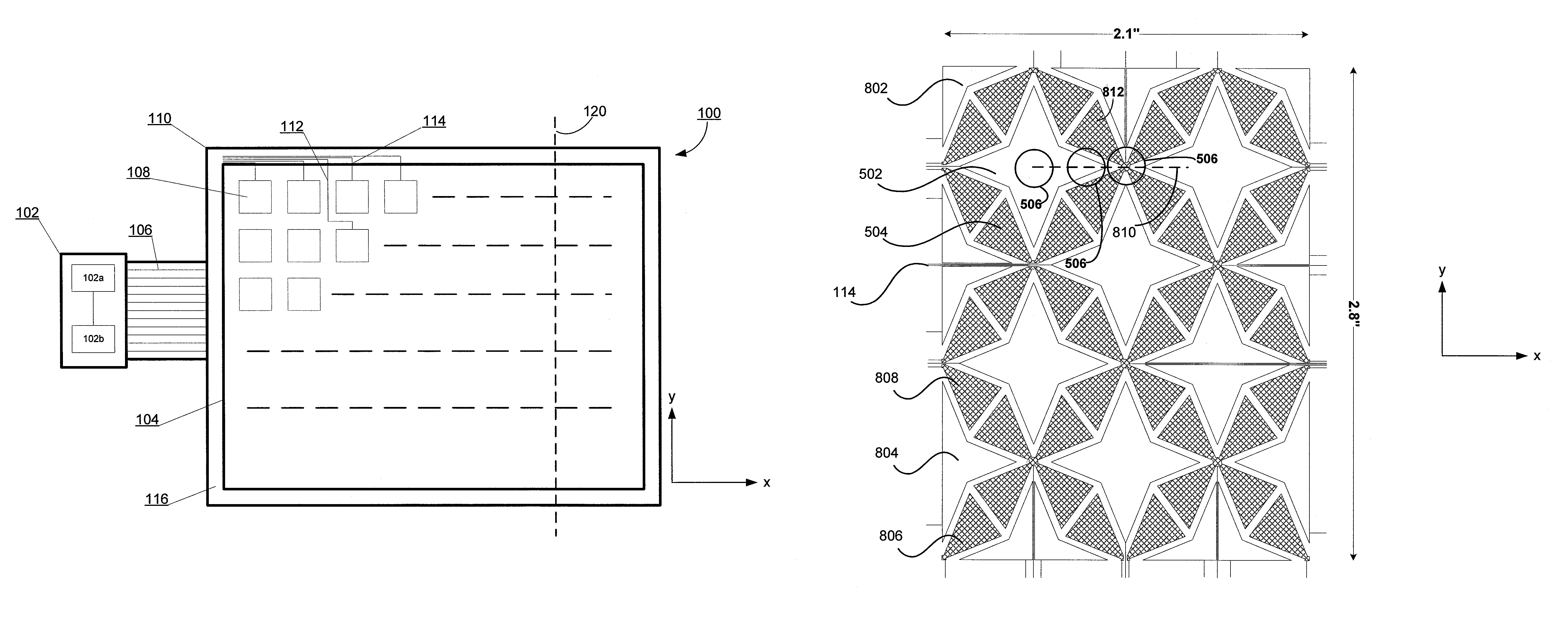 Alternating, complementary conductive element pattern for multi-touch sensor