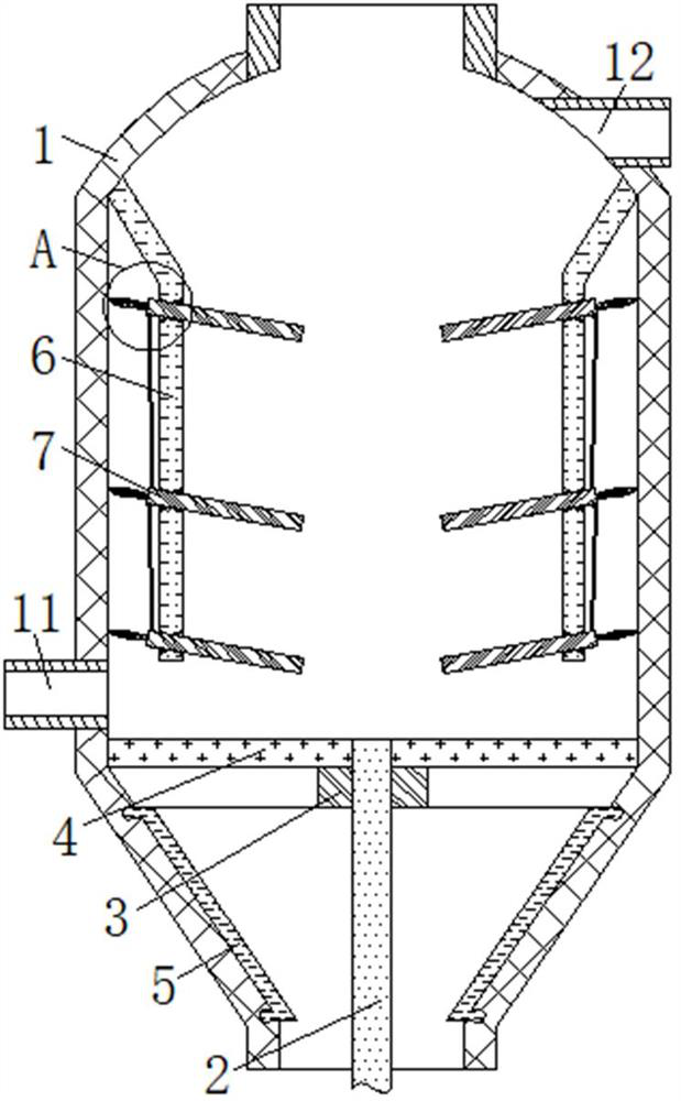 A biomass gasifier with a V-shaped ash outlet