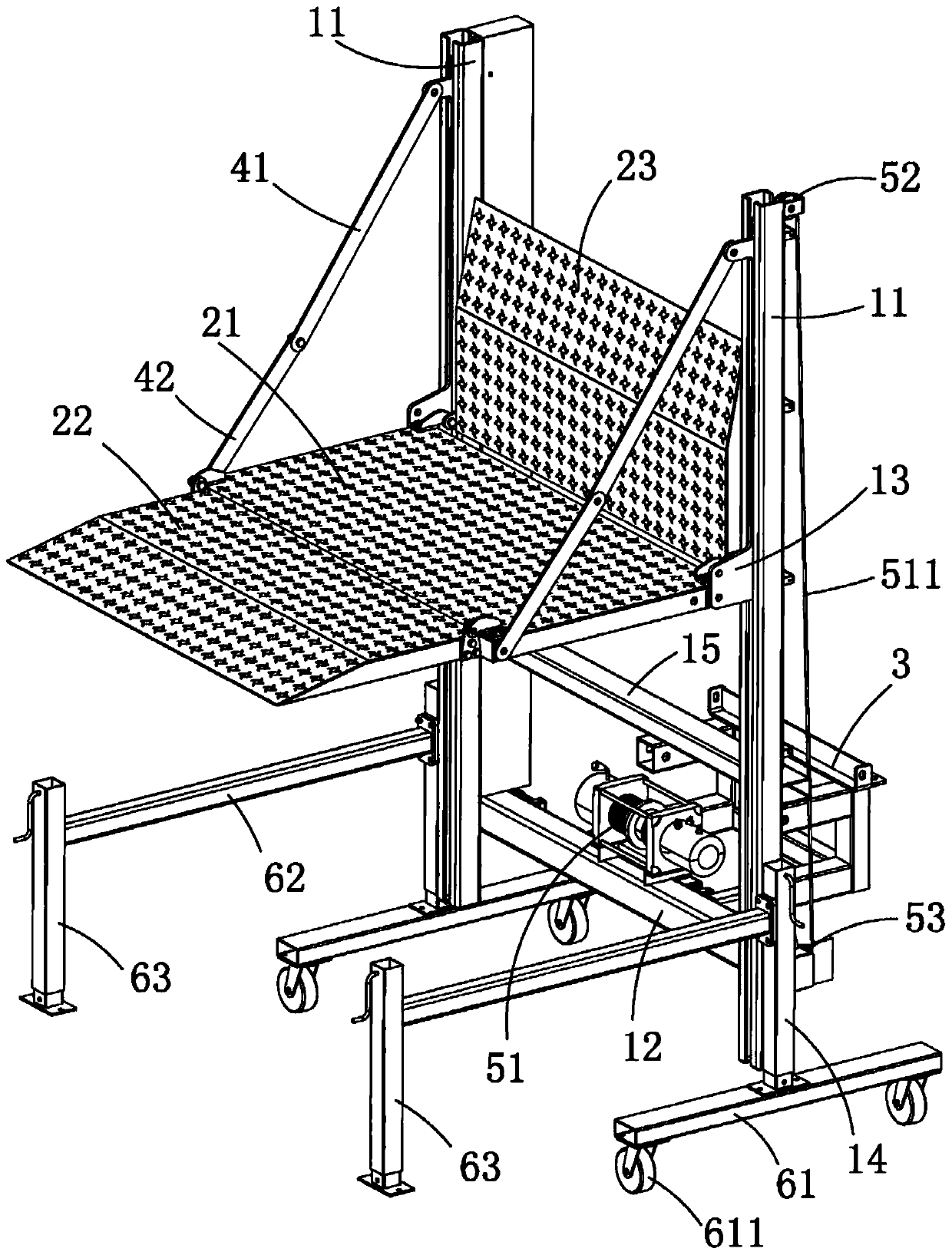 Military truck portable elevator and method for material loading and unloading through military truck portable elevator