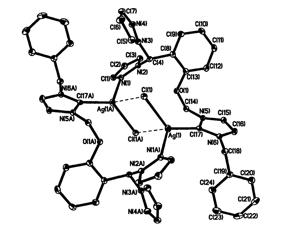 Nitrogen heterocyclic carbene silver complex based on bispyrazole methyl phenoxy methylimidazole and preparation method and application thereof