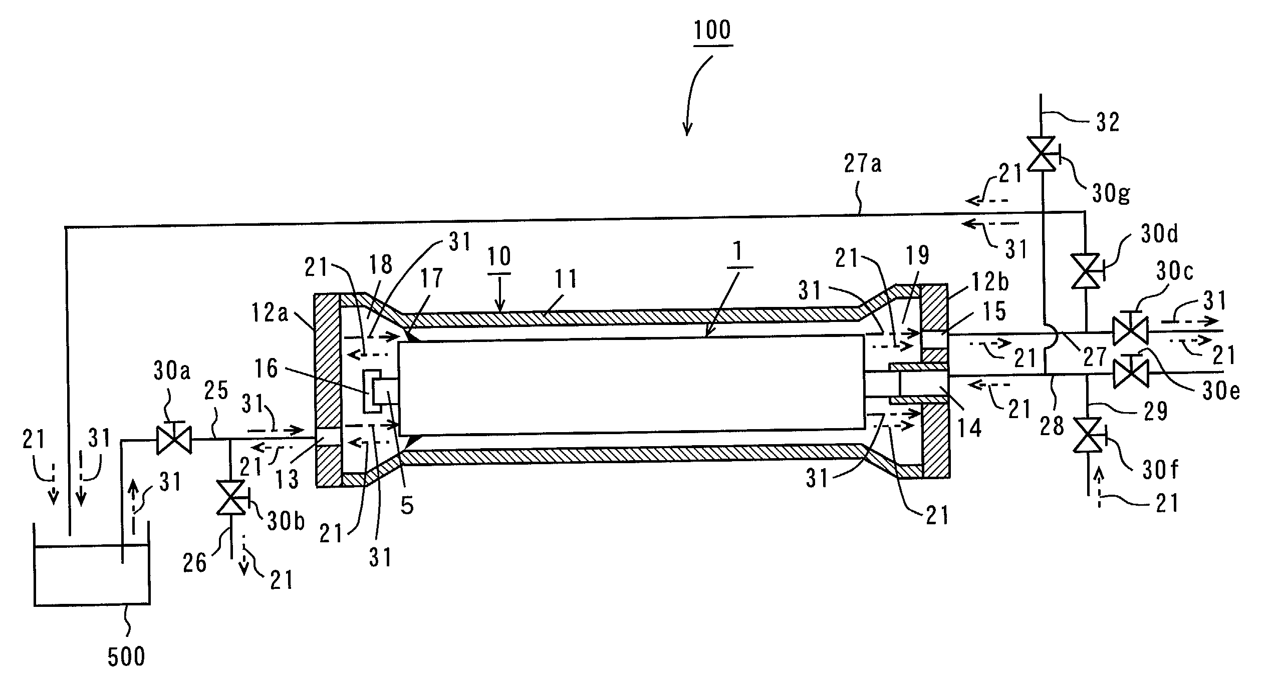 Running method and treatment system for spiral wound membrane element and spiral wound membrane module