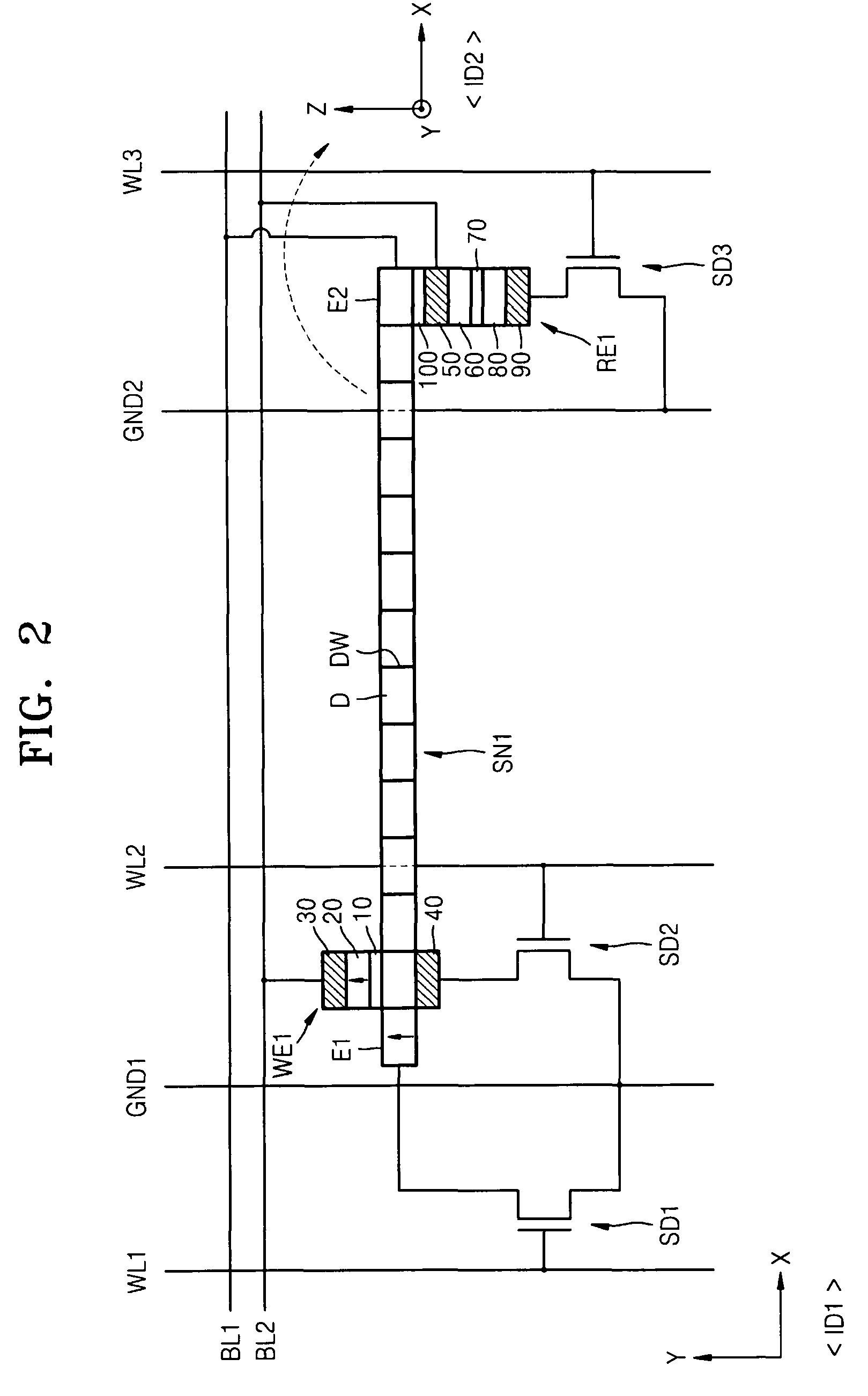 Information storage devices using magnetic domain wall movement and methods of operating the same