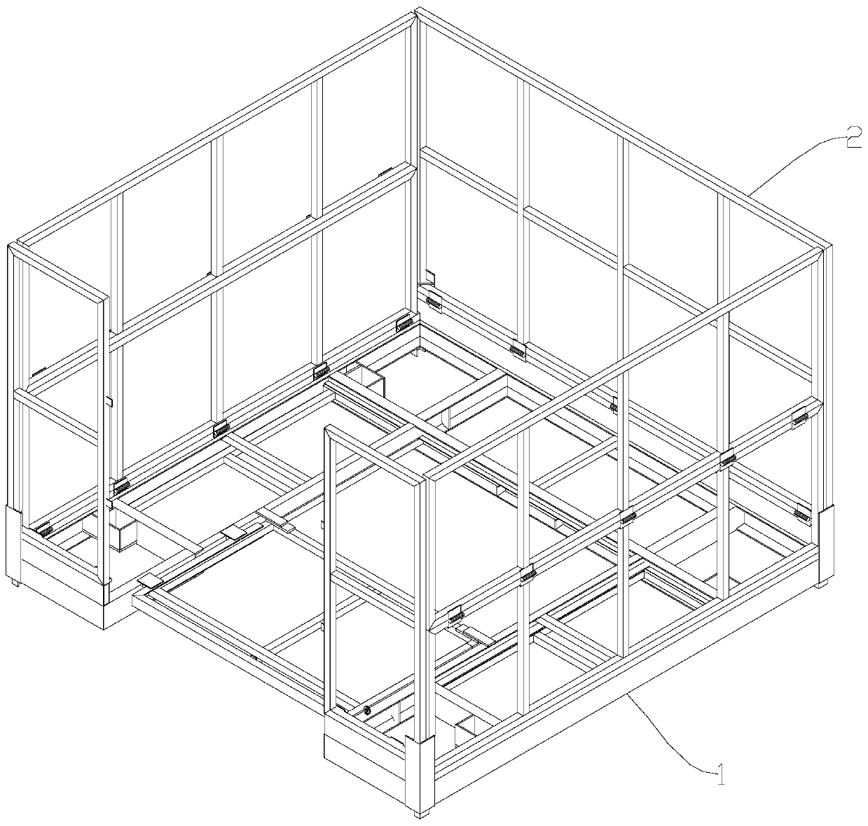 Adjustable folding-type steel column welding mounting platform and construction method thereof