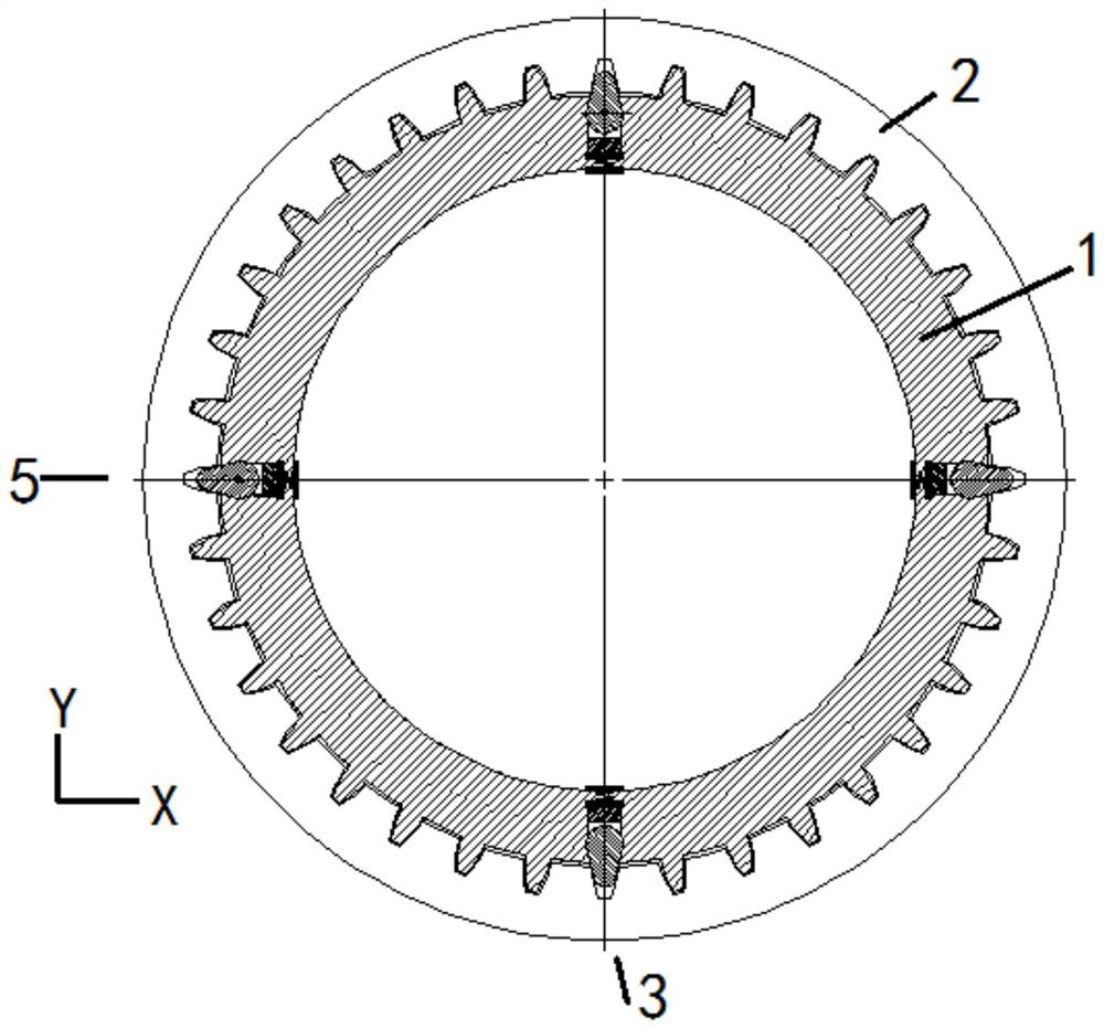 On-line measuring tool and method for cross-rod distance of inner gear ring