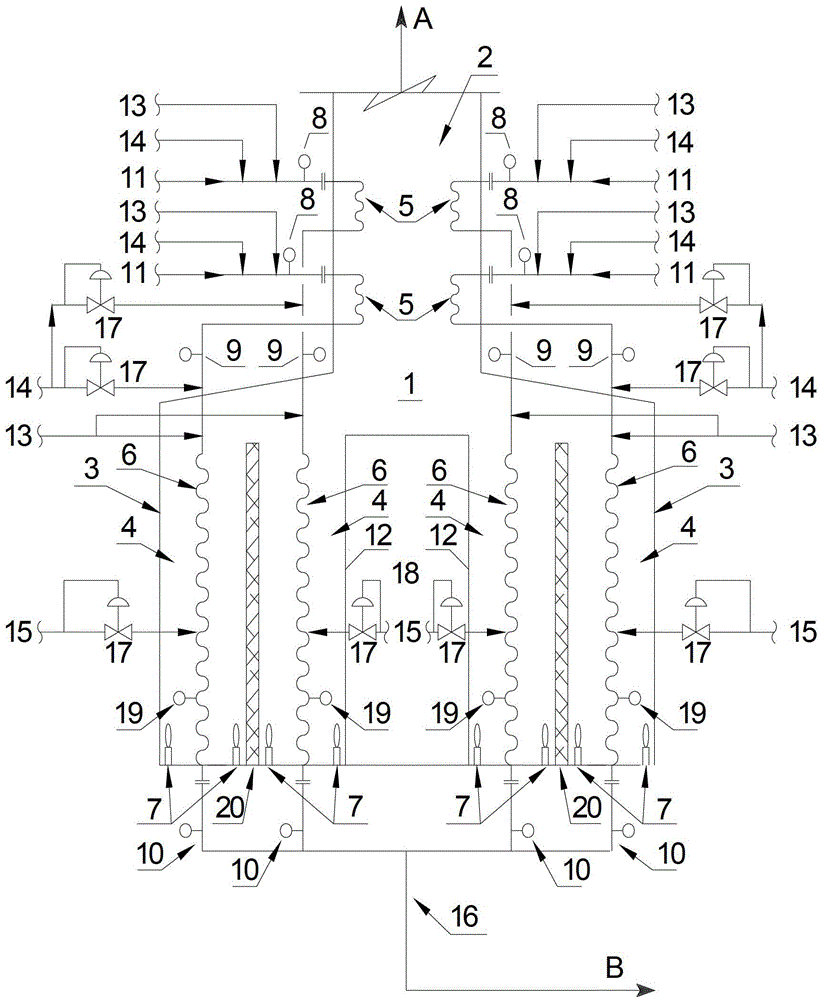 Horizontal double-sided radiation vacuum furnace for vacuum deep cut of heavy crude oil