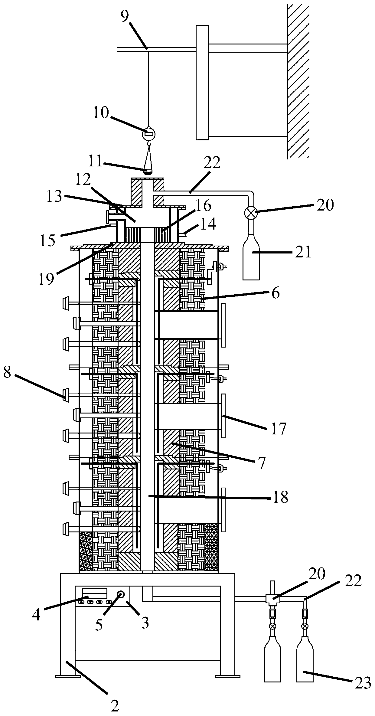 Large-particle coke combustion characteristic testing system