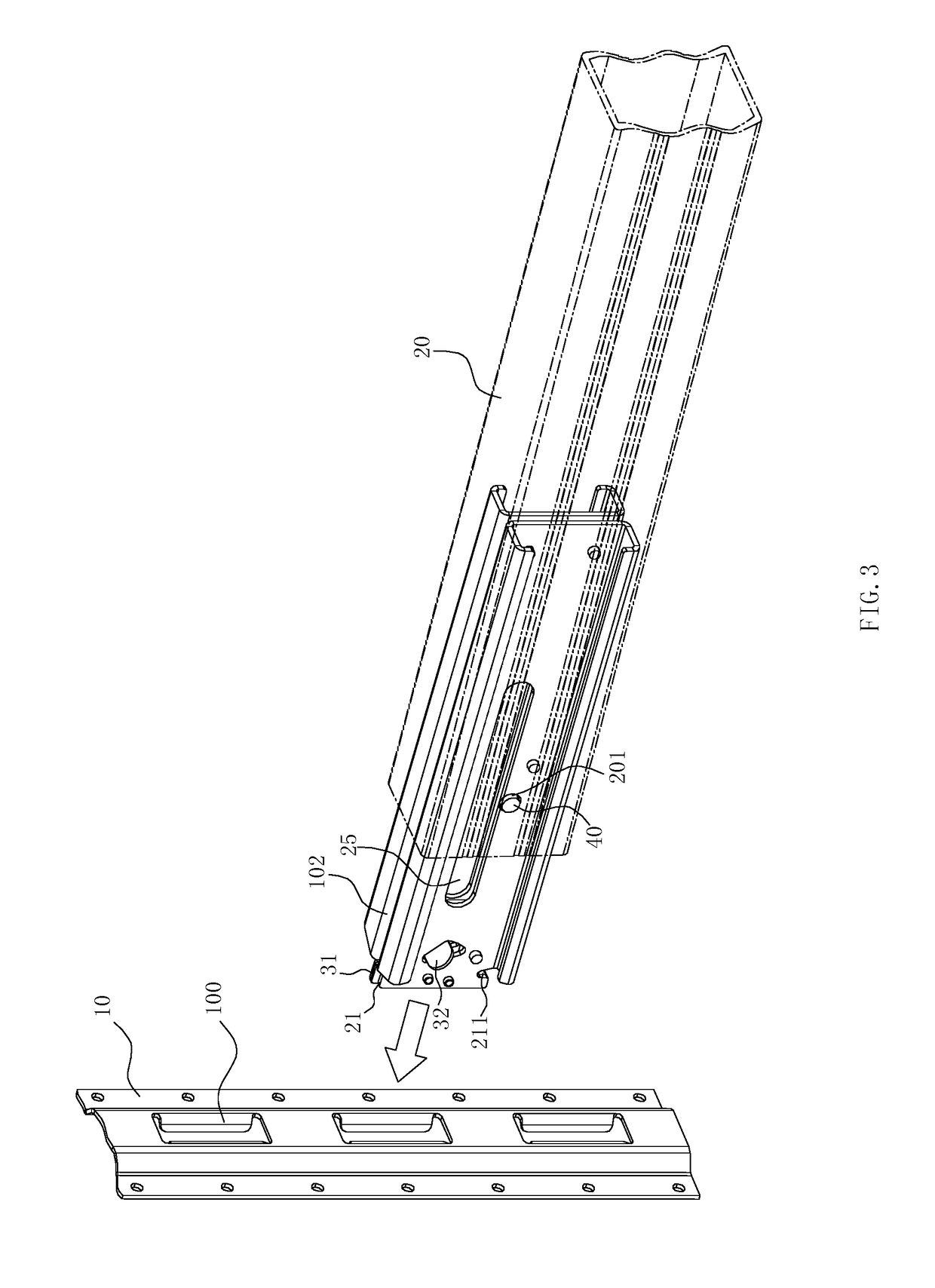 Fastening tip for cargo support beam