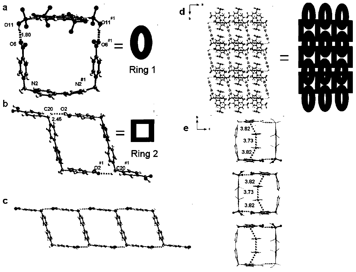 Preparation of electrically-induced resistive switching polycatenane crystalline material and application thereof in memory