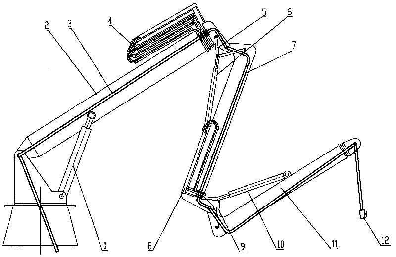 Telescopic and bendable pump truck arm support mechanism