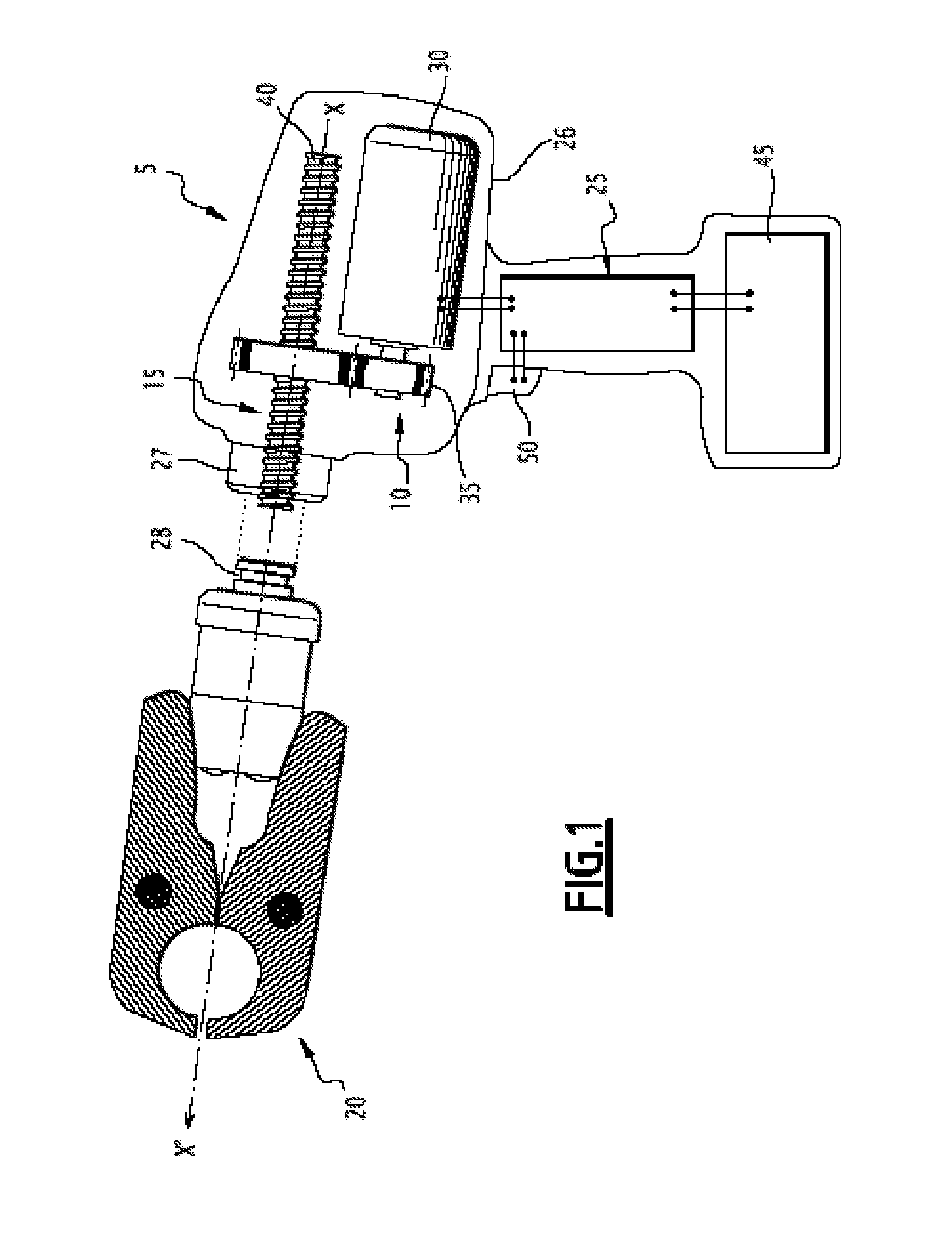 Device for detecting the presence of a removable tool of a linear actuator