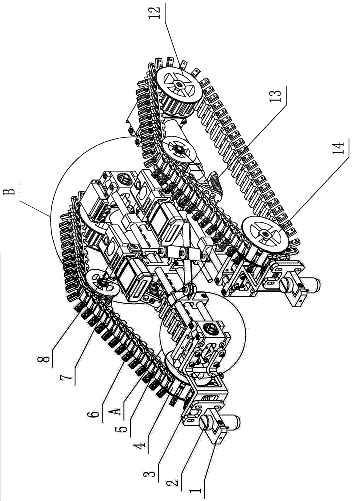 Water wall climbing robot with magnet brackets connected through singular springs