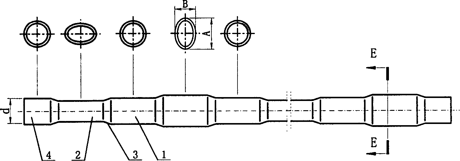 Intensified heat exchange tube with intersectional zoomed sections of circle-ellipse