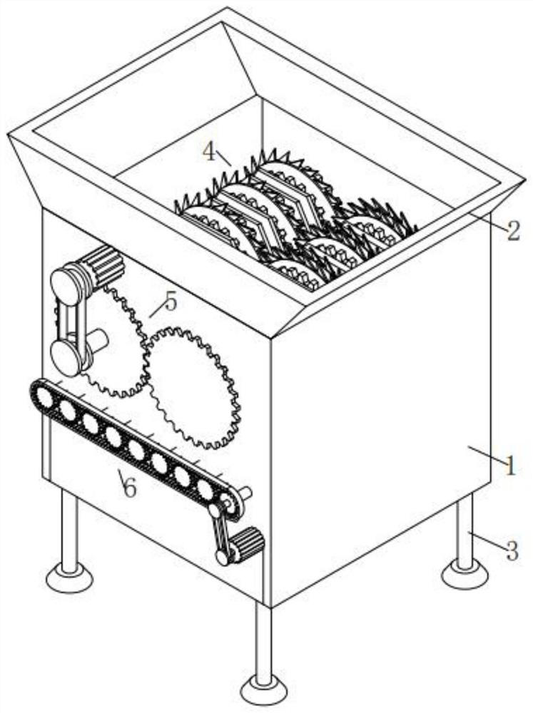 A waste tire crushing device