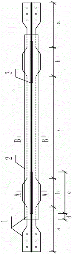 An energy-dissipating support member for anti-buckling and energy-dissipating support of square steel pipe with variable cross-section steel core assembled with cross-shaped bolts