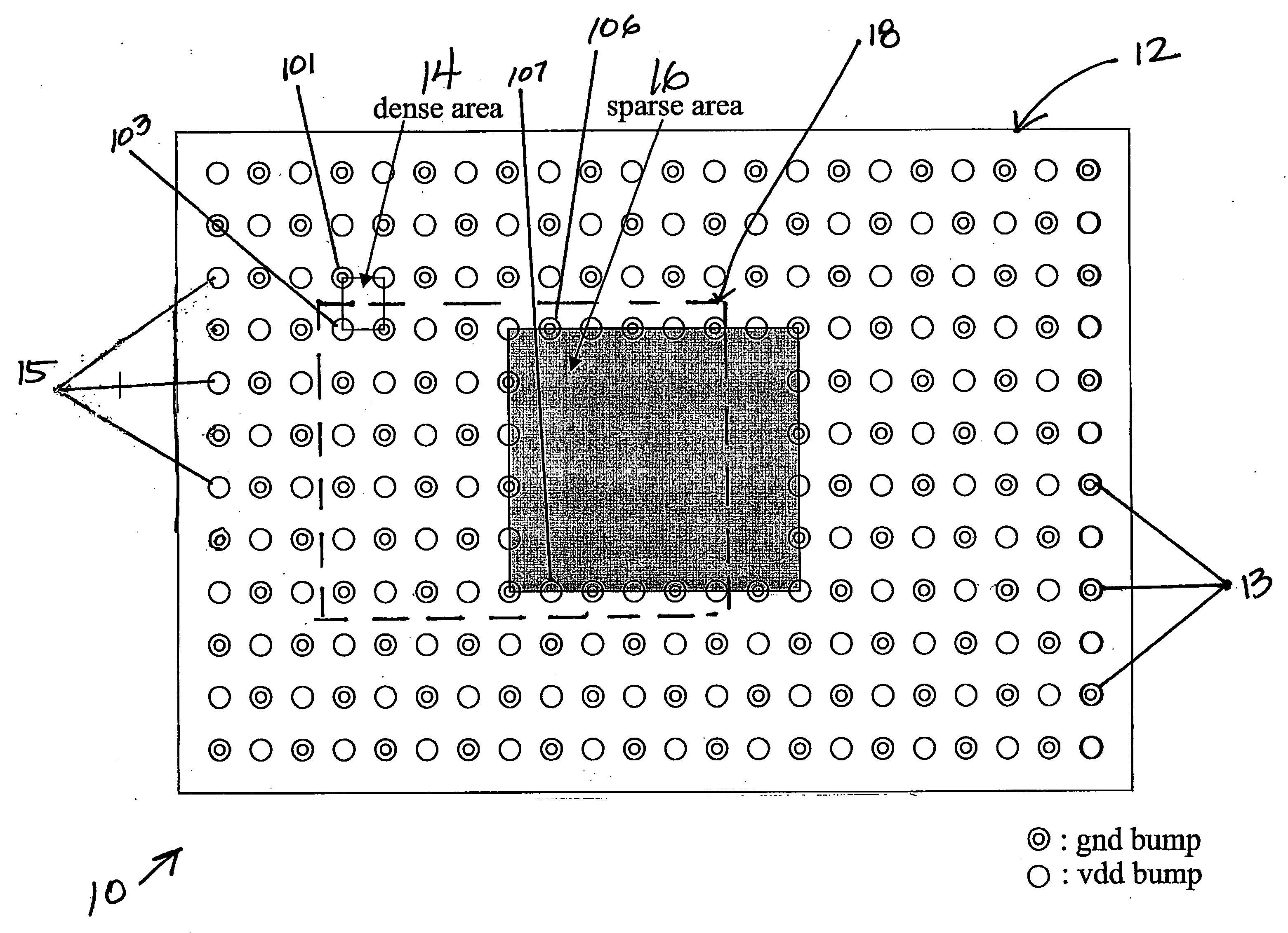 System and method for configuring conductors within an integrated circuit to reduce impedance variation caused by connection bumps