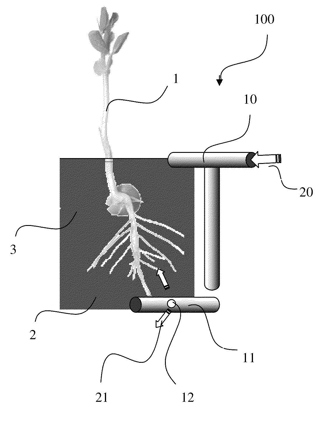 Stationary system for gas treatment of top soil to kill plant pests and methods thereof