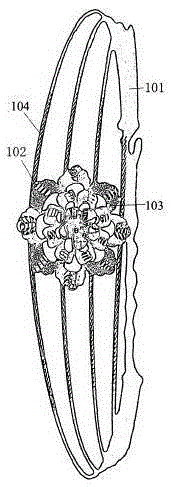 Golden ornament applying tube pulling embroidery process