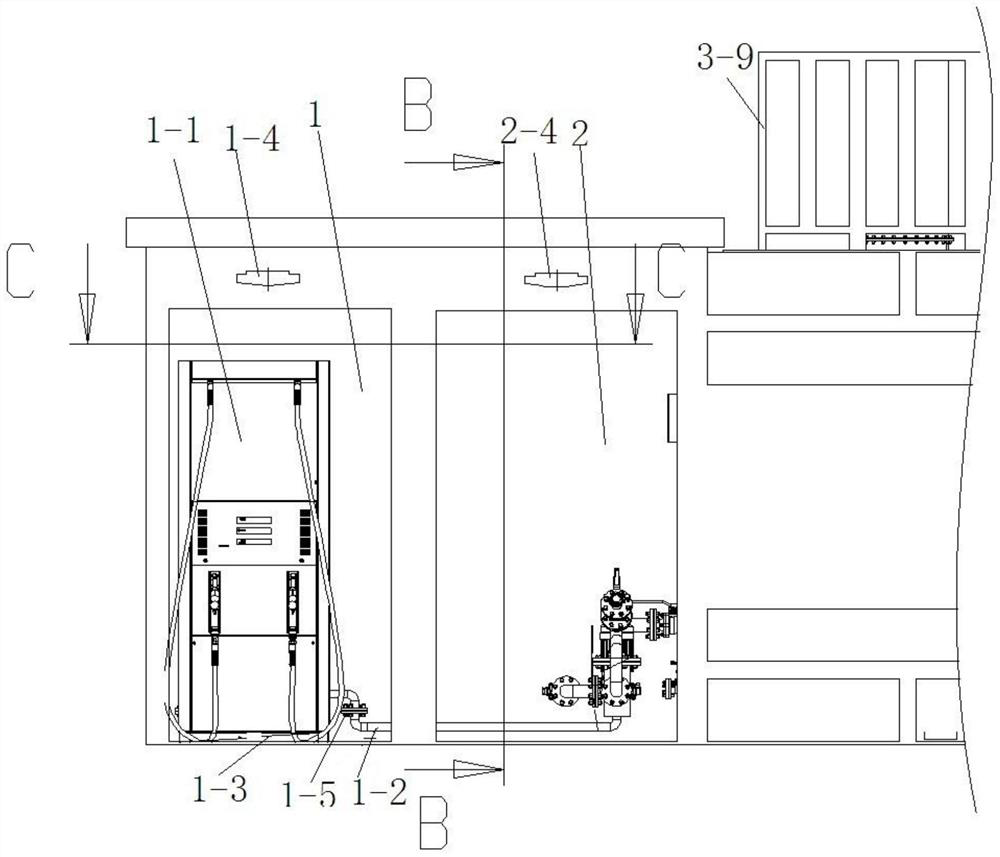 A skid-mounted compartment Beidou intelligent vehicle refueling device