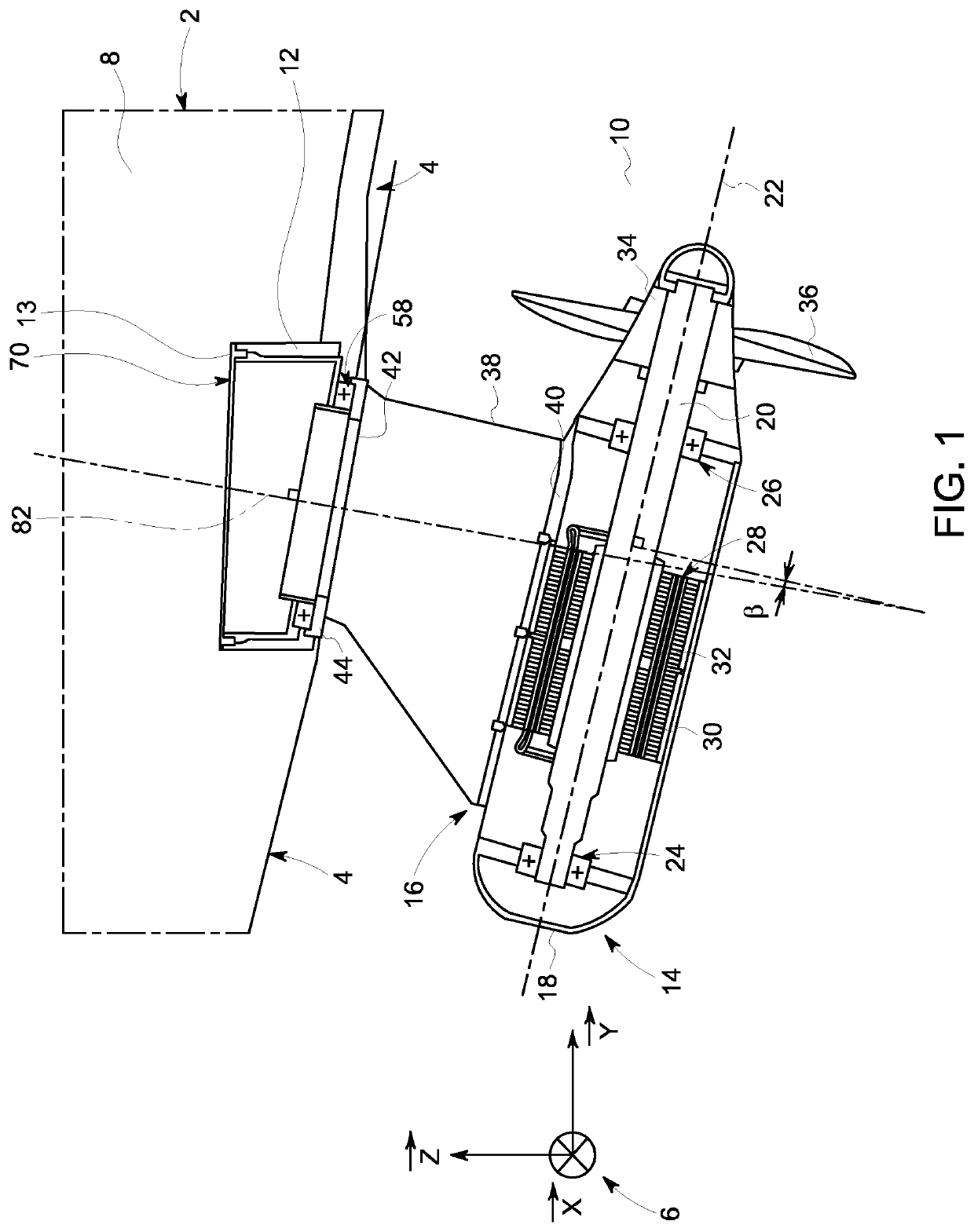 Power system for a marine vehicle, comprising a propulsion unit, a rudder bearing and fittings