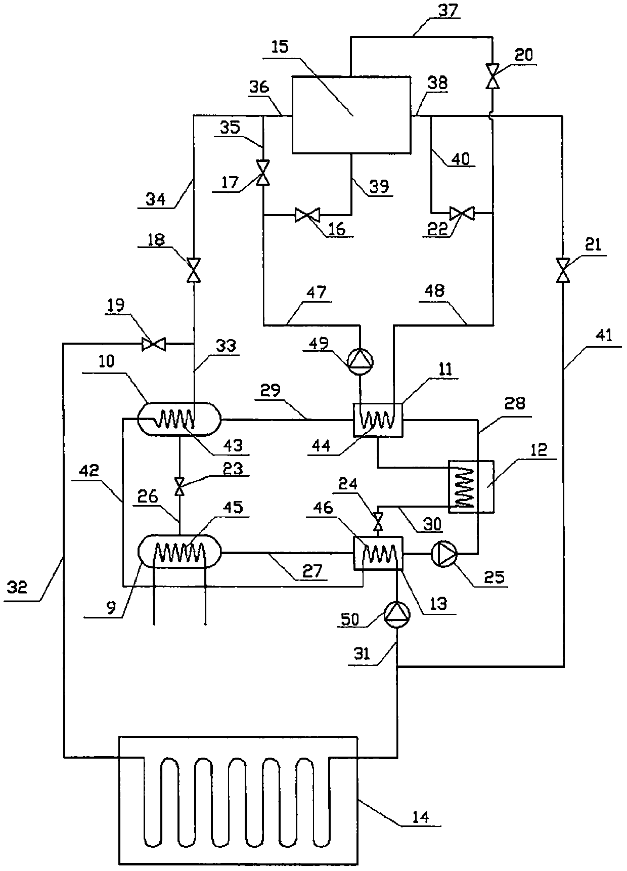 Solar adsorption and absorption cascade refrigerating and heating system