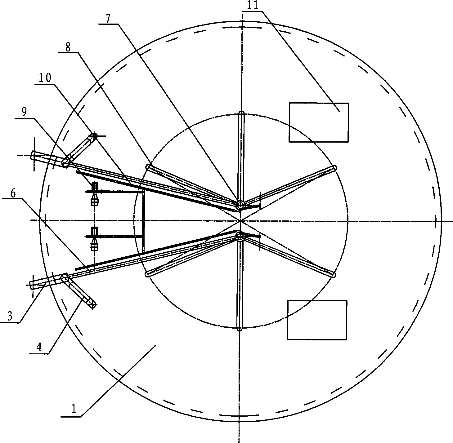 Aluminum oxide warehouse top multi-point blanking device and method