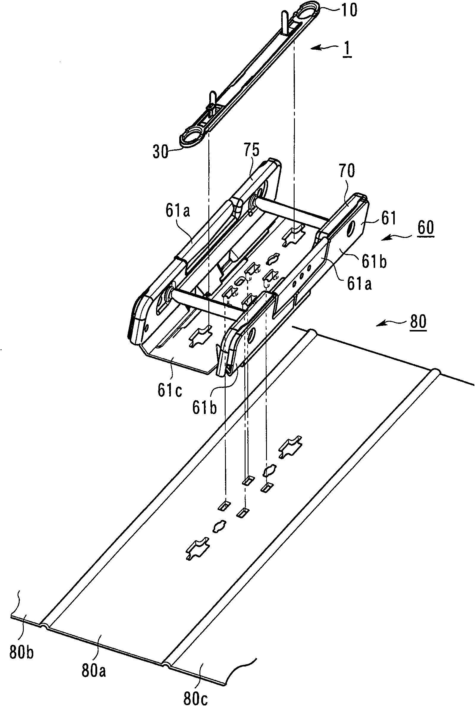 Loose leaf binding fixture attachment device, cover, and loose leaf binding fixture affixing method