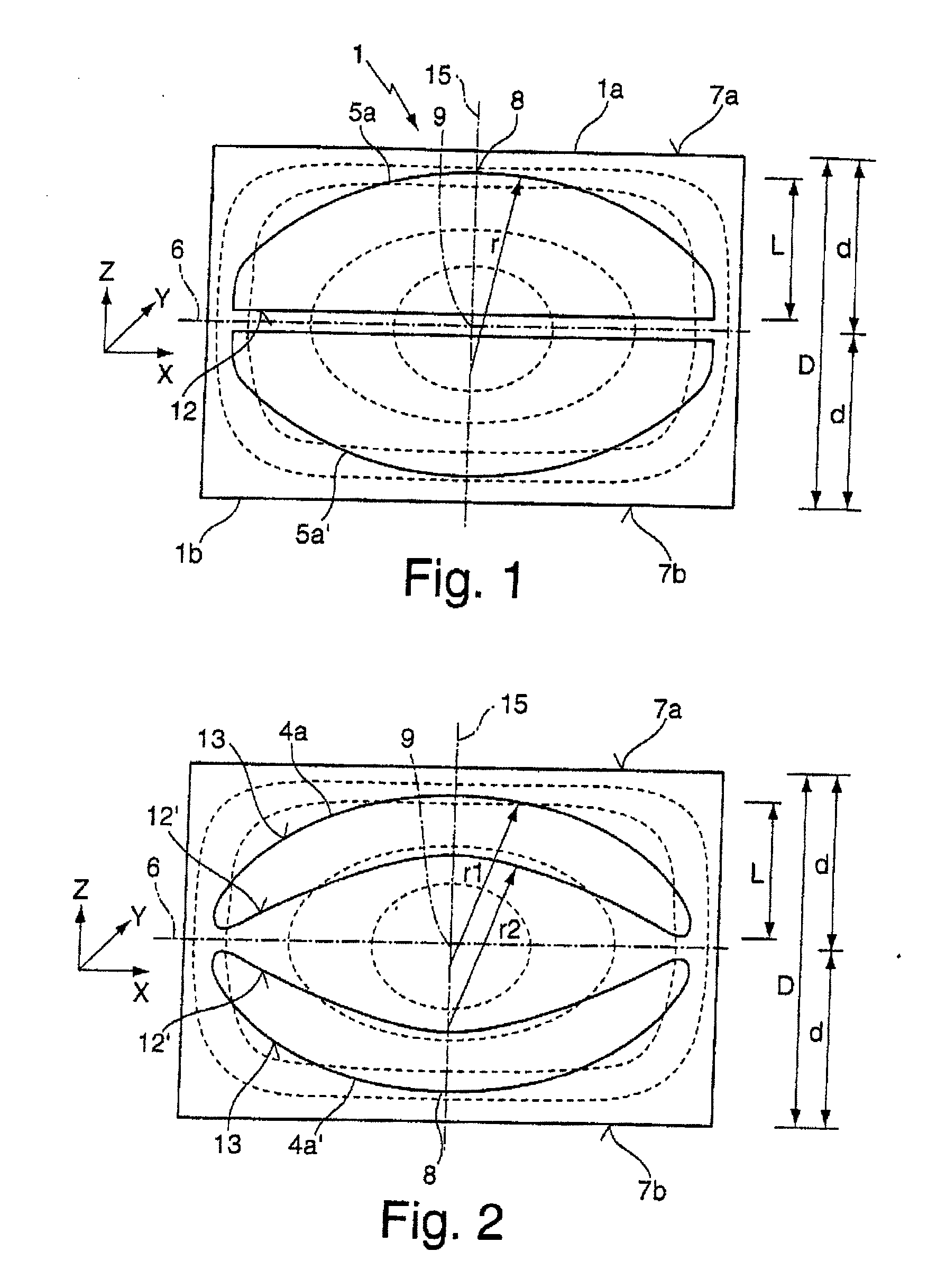 Lens blank and lens elements as well as method for their production