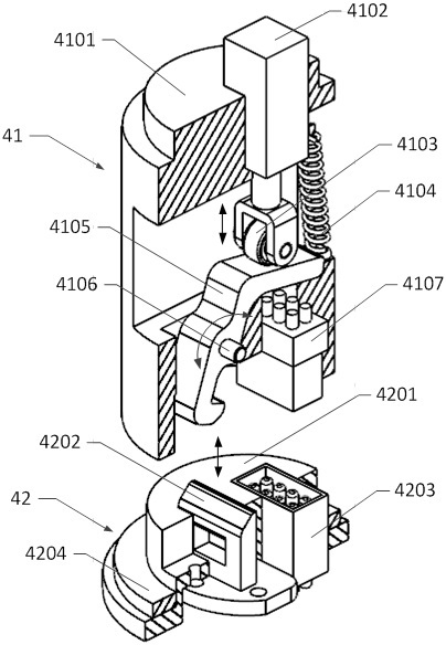 Cutter unhooking device for tree obstacle clearing flying robot