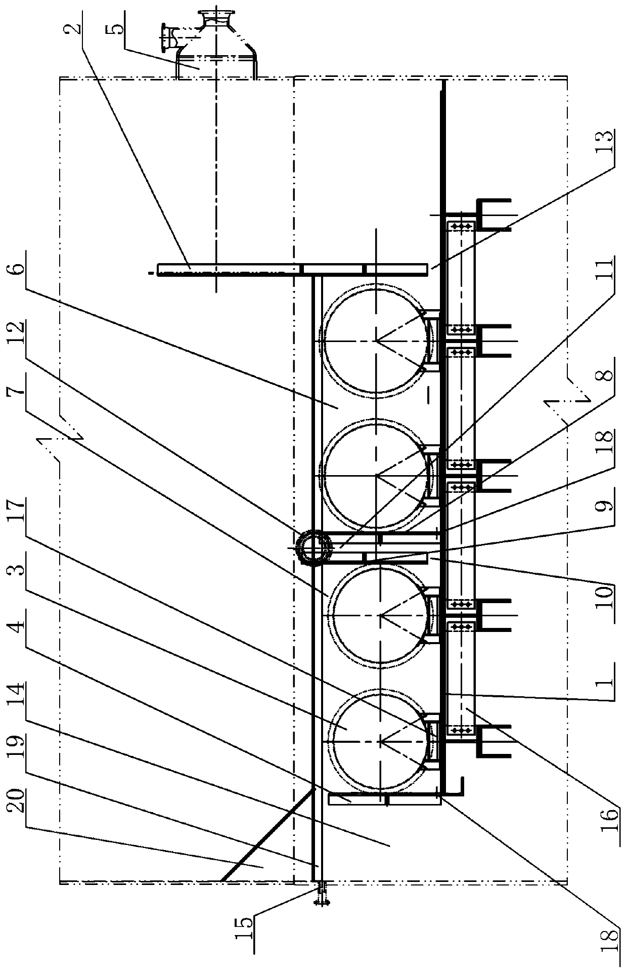 Heat exchanger arrangement structure of pre-concentration tower