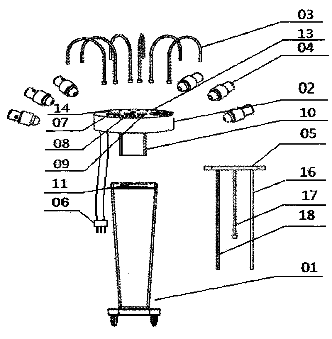 Tourmaline multi-head suspended moxibustion instrument