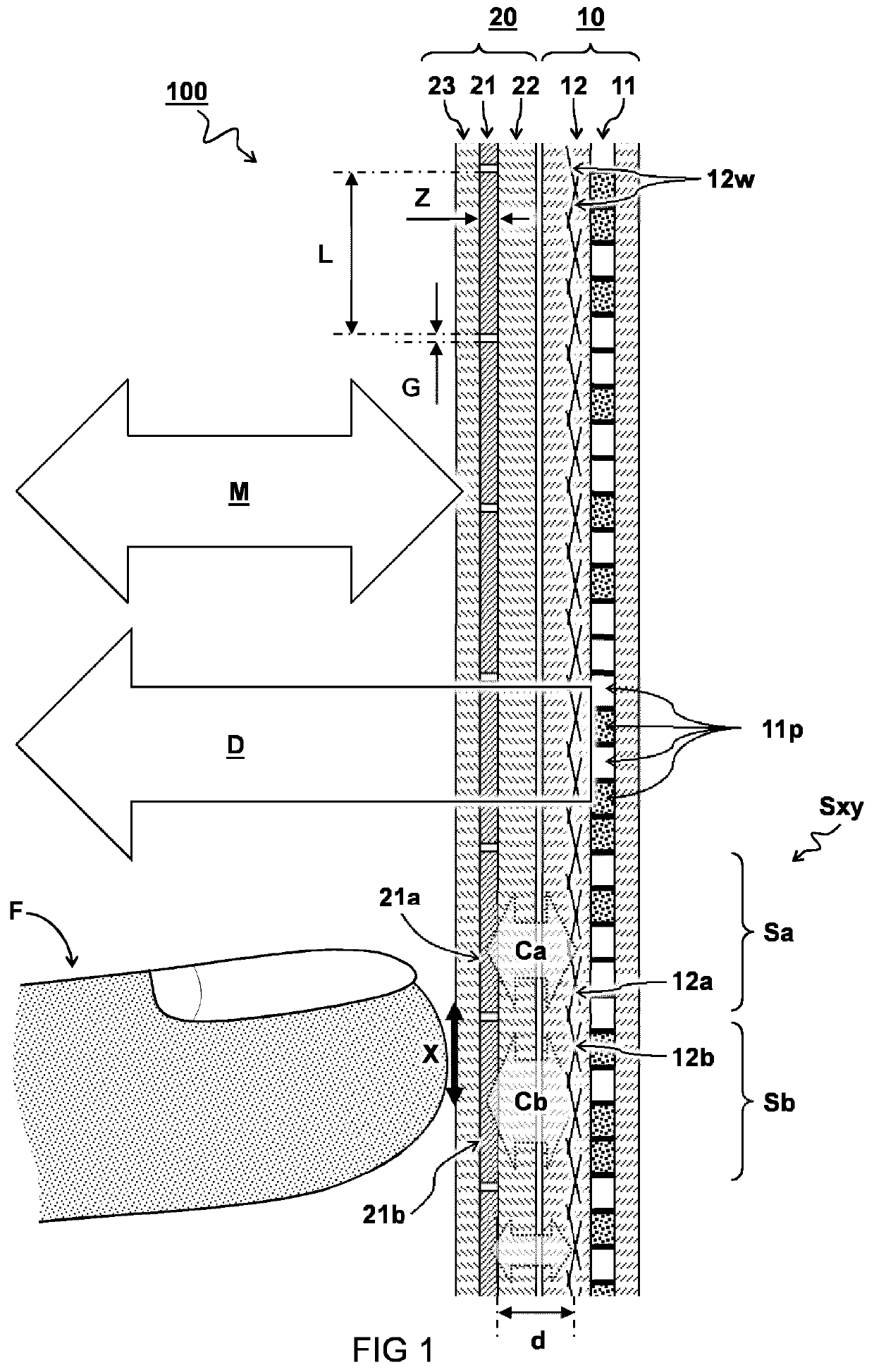 Capacitive touchscreen mirror device and method of manufacturing