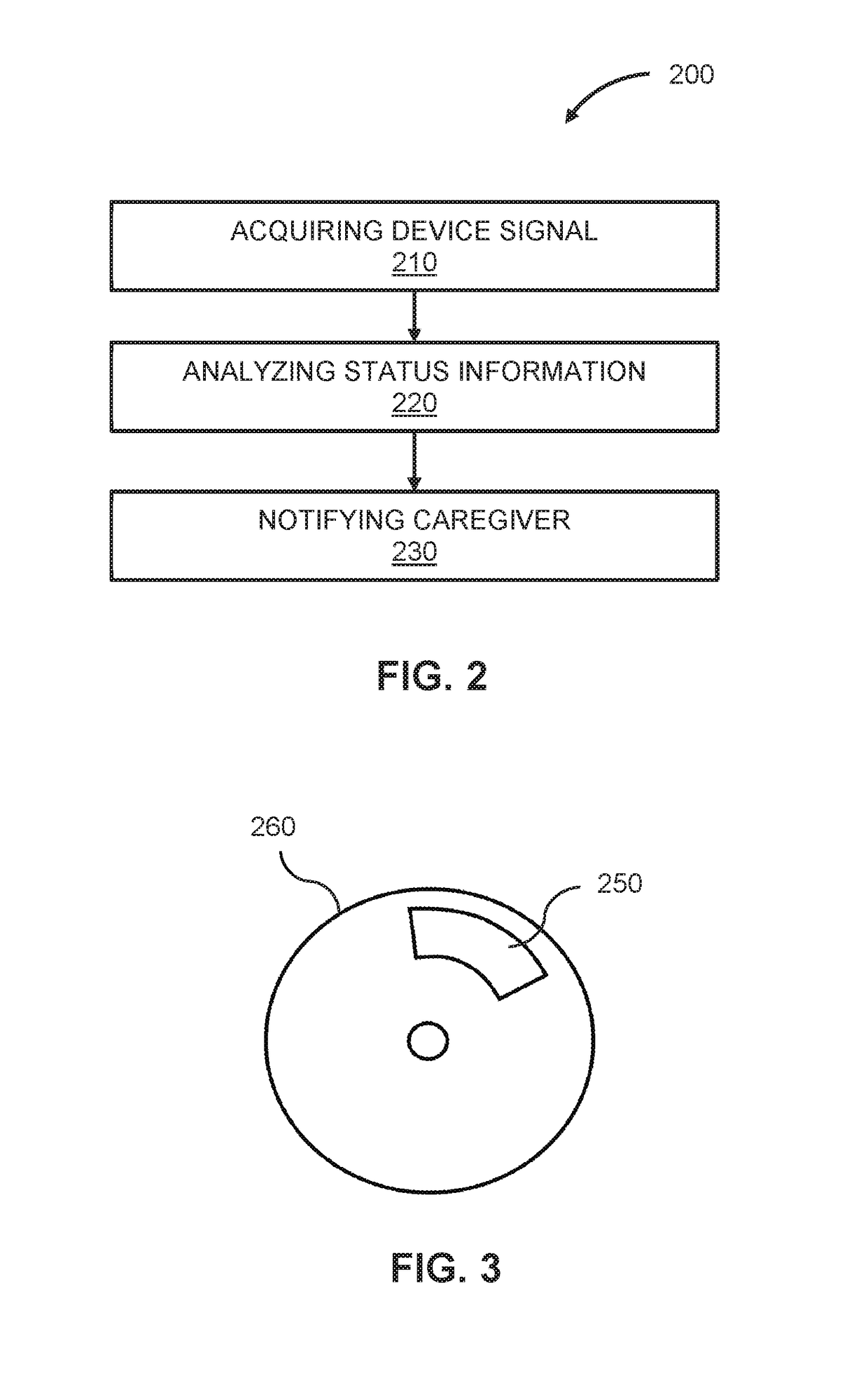 Processing status information of a medical device