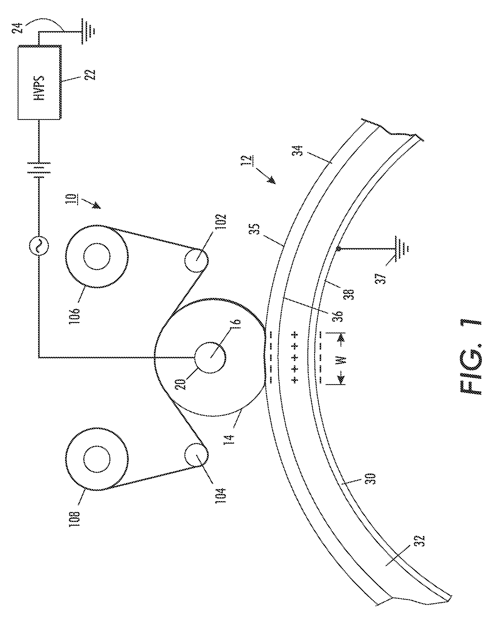 Web fed charging roll cleaner