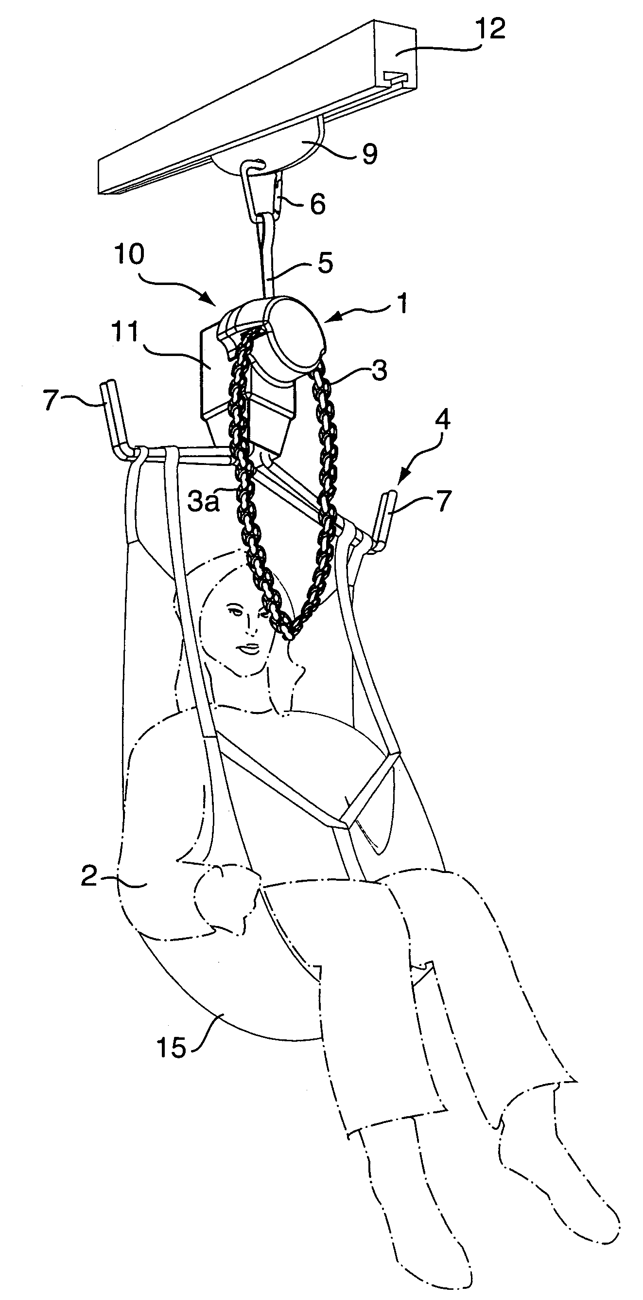 Portable raising and lowering device and equipment therefor