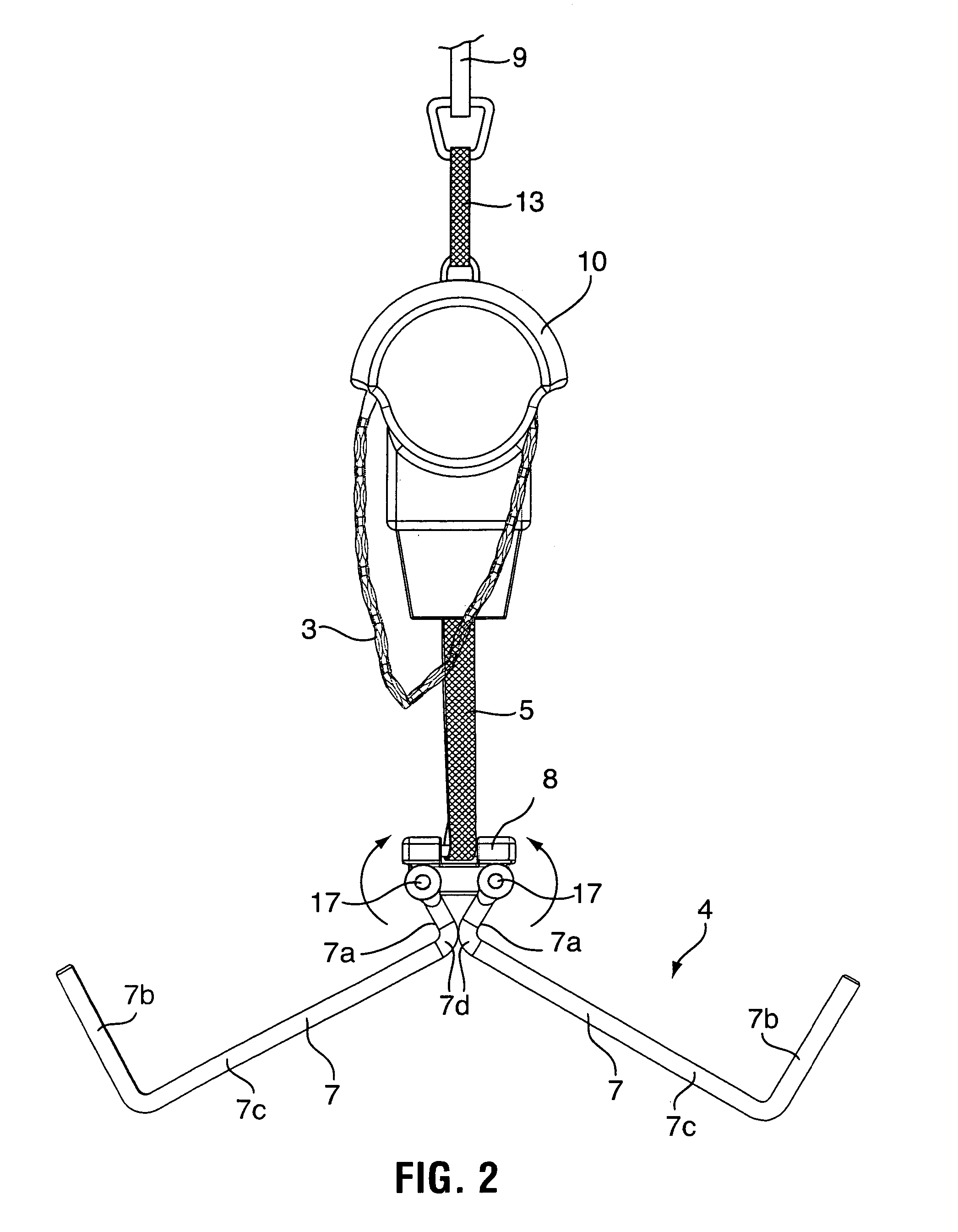 Portable raising and lowering device and equipment therefor