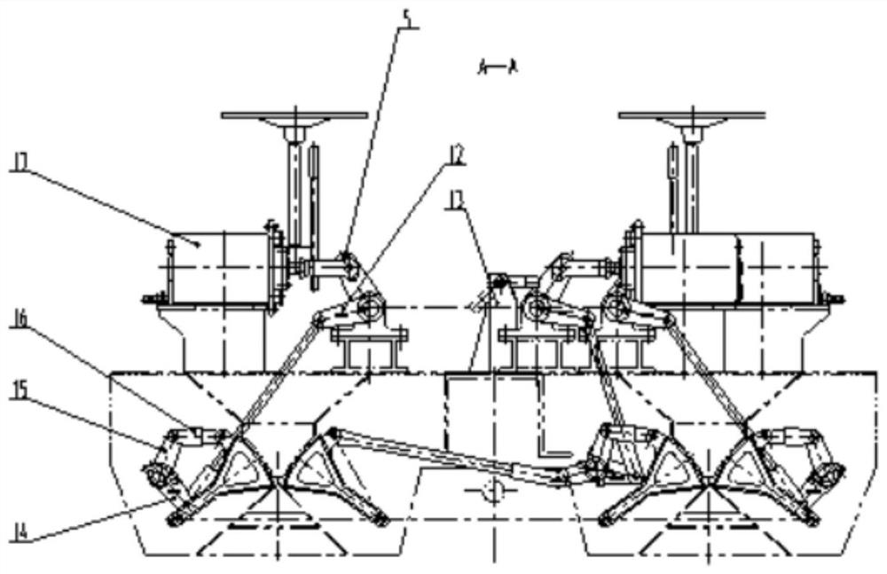 Limiting device for hopper car bottom door opening and closing mechanism