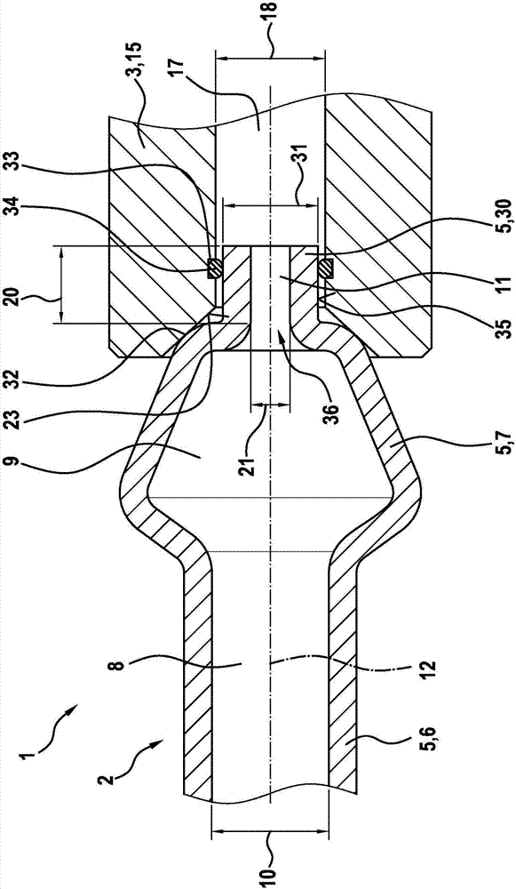 Connection arrangement comprising a hydraulic connection element