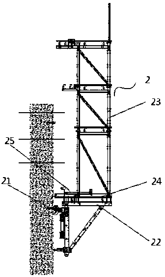 Steel-wood combined pre-assembly and separation type hydraulic self-climbing frame