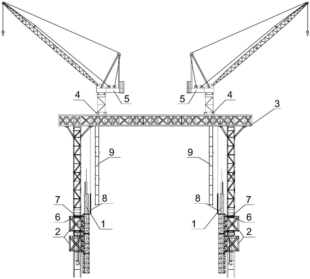 Self-standing tower crane and formwork integrated construction platform system