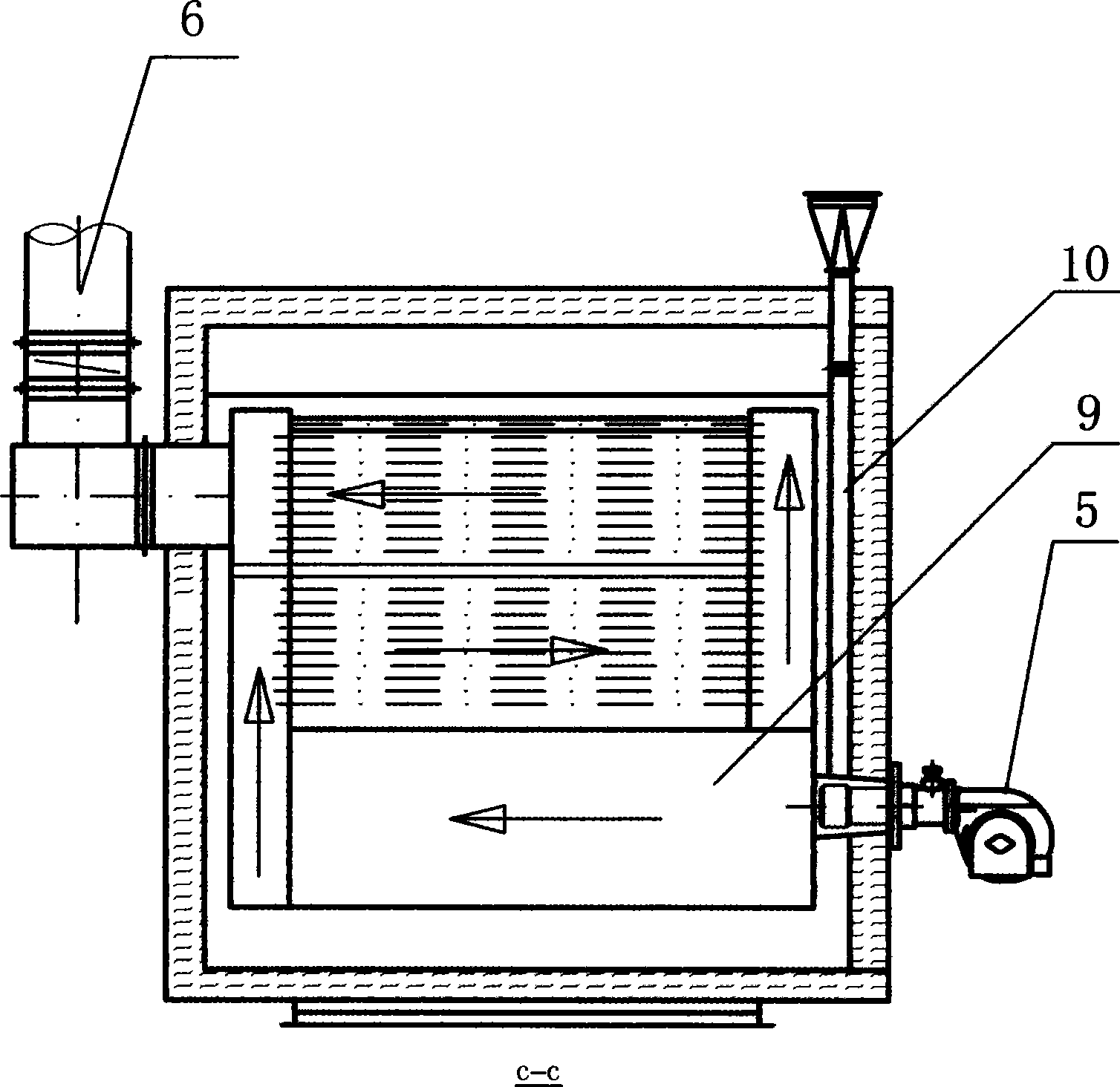 Double fuel gas cycle hot blast stove of waste gas direct combustion and indirect heat transfer