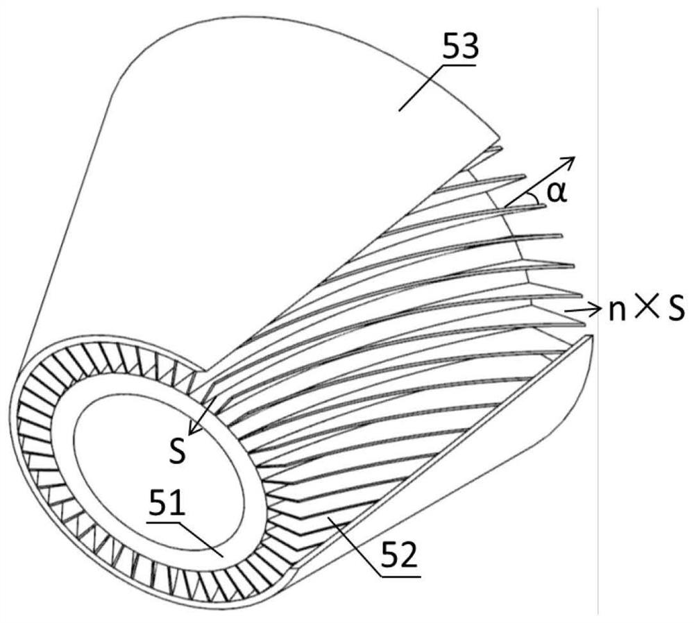 A curved variable cross-section flow channel type axial flow gas wave ejector