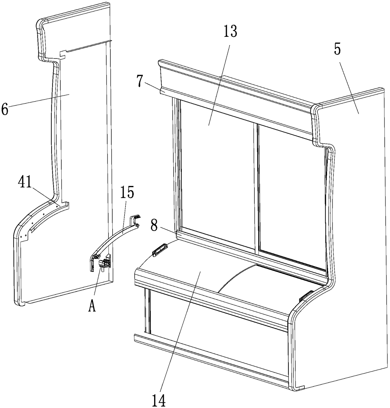 Water guide assembly for dish ordering cabinet