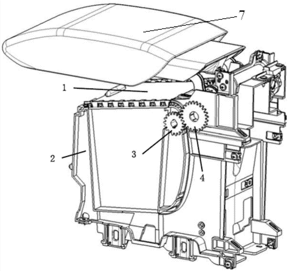 A sliding curtain gear linkage mechanism