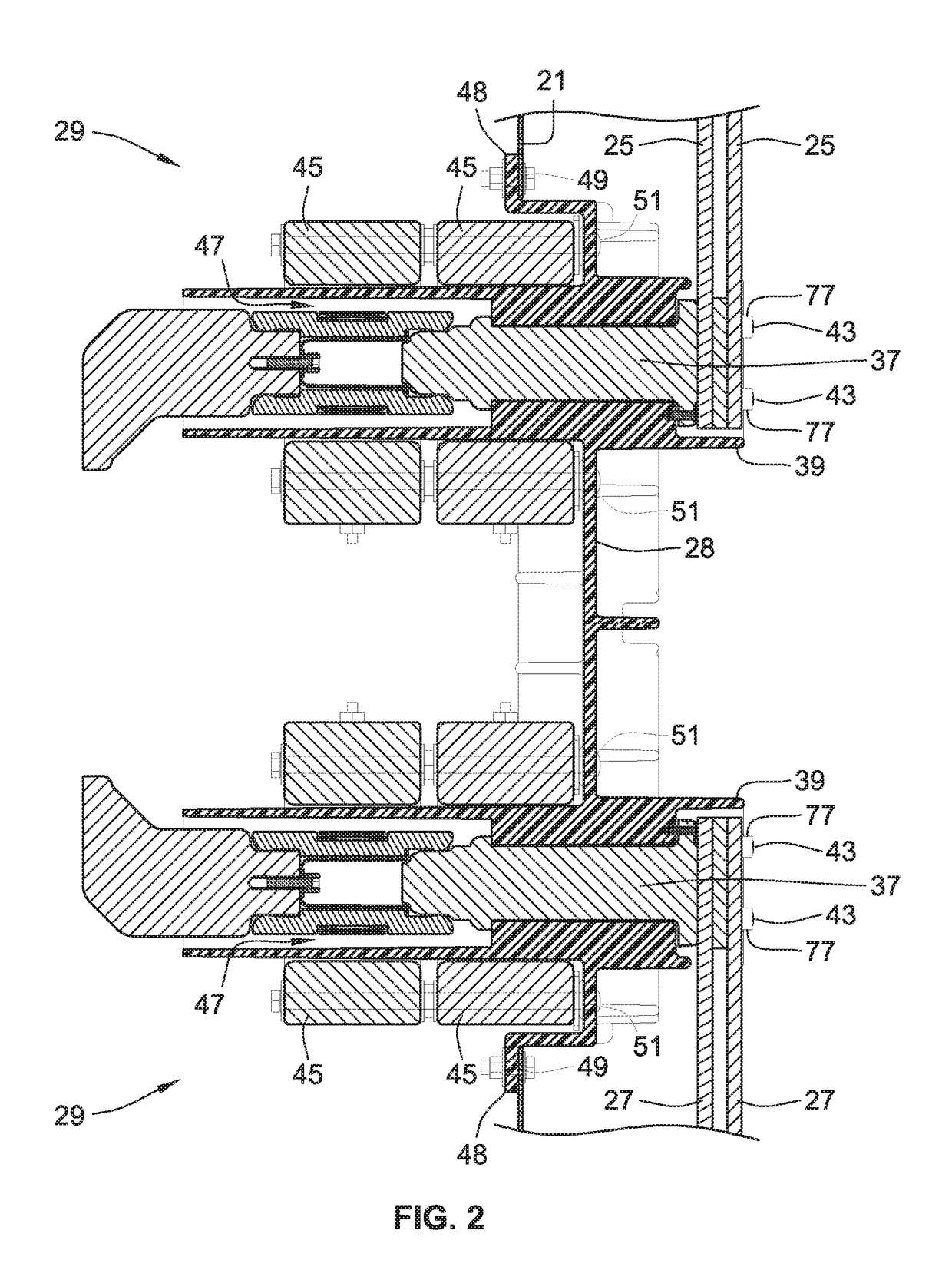 Frame assembly for a front mounted primary bus connector and method of construction