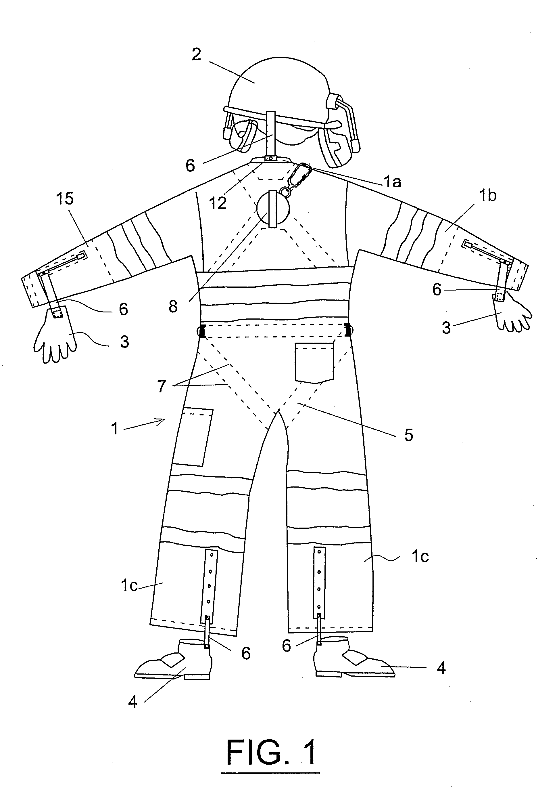 Integral Protection for a Job Garment, with Freely Incorporated Retention Elements, and Digital Activation of Bolt Retainer