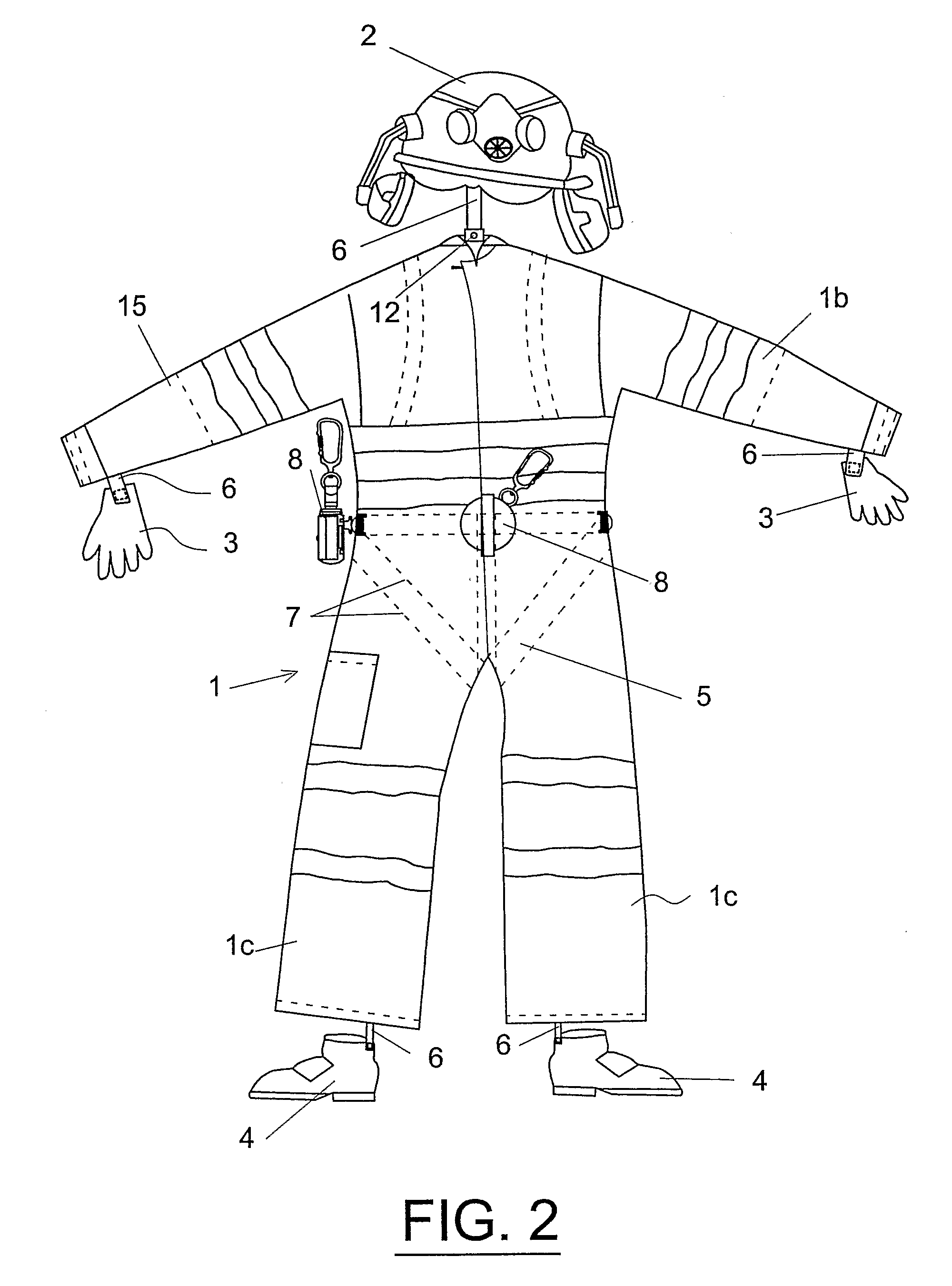 Integral Protection for a Job Garment, with Freely Incorporated Retention Elements, and Digital Activation of Bolt Retainer