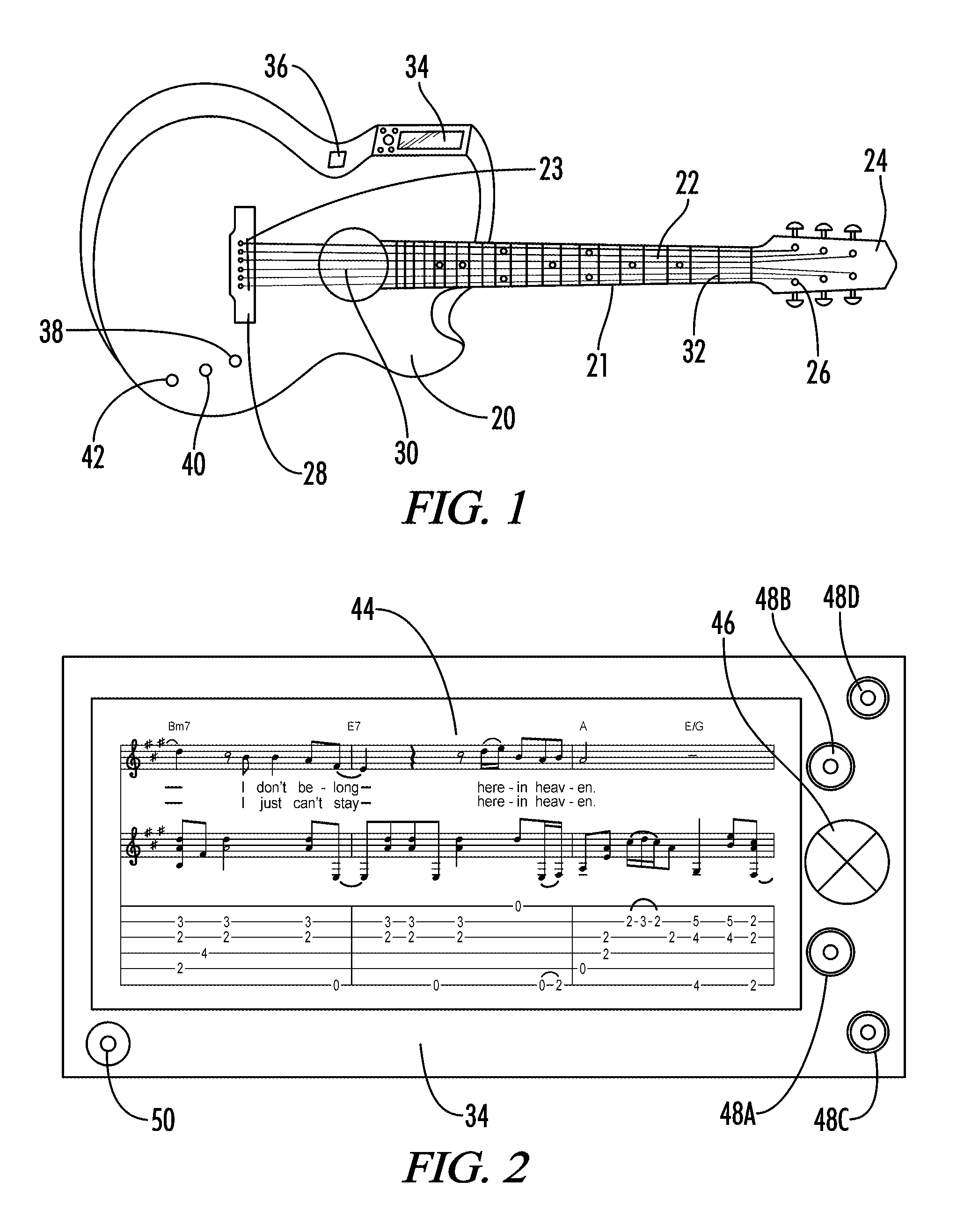 Stringed musical instrument having a built in hand-held type computer