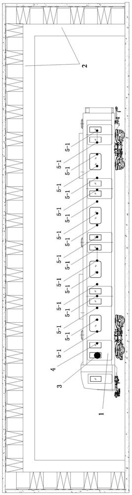 Test method for sound absorption coefficient in passenger compartment of rail train based on semi-anechoic chamber of whole vehicle