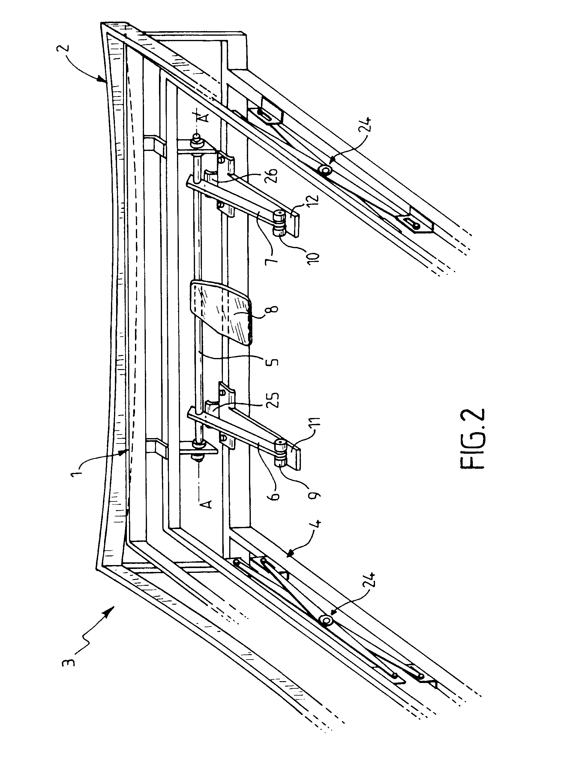 Device for gravity-bending glass on several support moulds with controlled transition between moulds